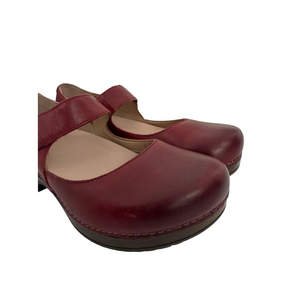 Dansko Red Leather Mary Jane Clog Block Heel Shoes EU 37/US 6.5-7 - Picture 7 of 9